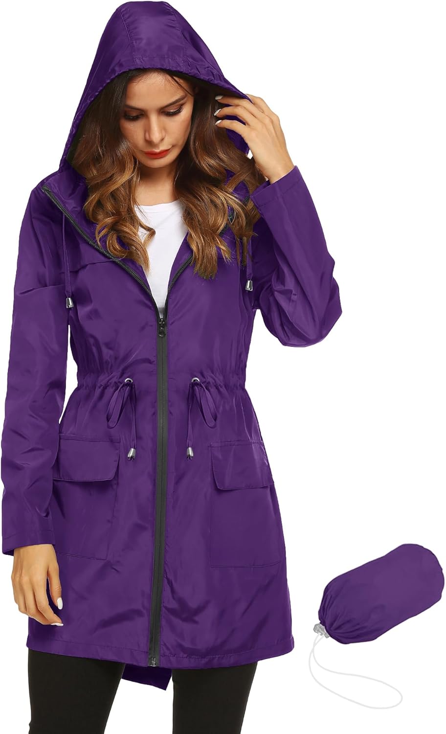Lomon Women Waterproof Lightweight Rain Jacket for Outdoor Use