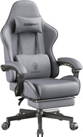 Big & Tall Fabric Gaming Chair with Footrest and Massage - Grey