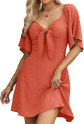 Deep V Neck Mini Dress with Bow Tie - Flirty Summer Mini Dress
