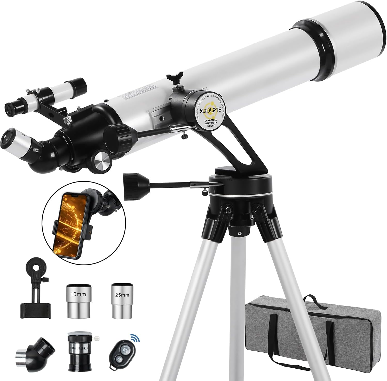 90mm Aperture Telescope with Vertisteel AZ Mount for Stargazing