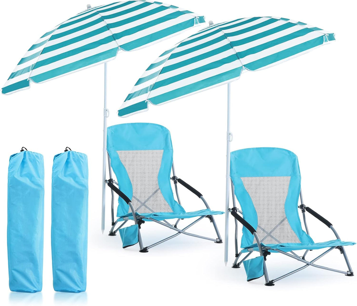 Huwena 2 Pack Beach Chair: Adjustable, Lightweight Comfort