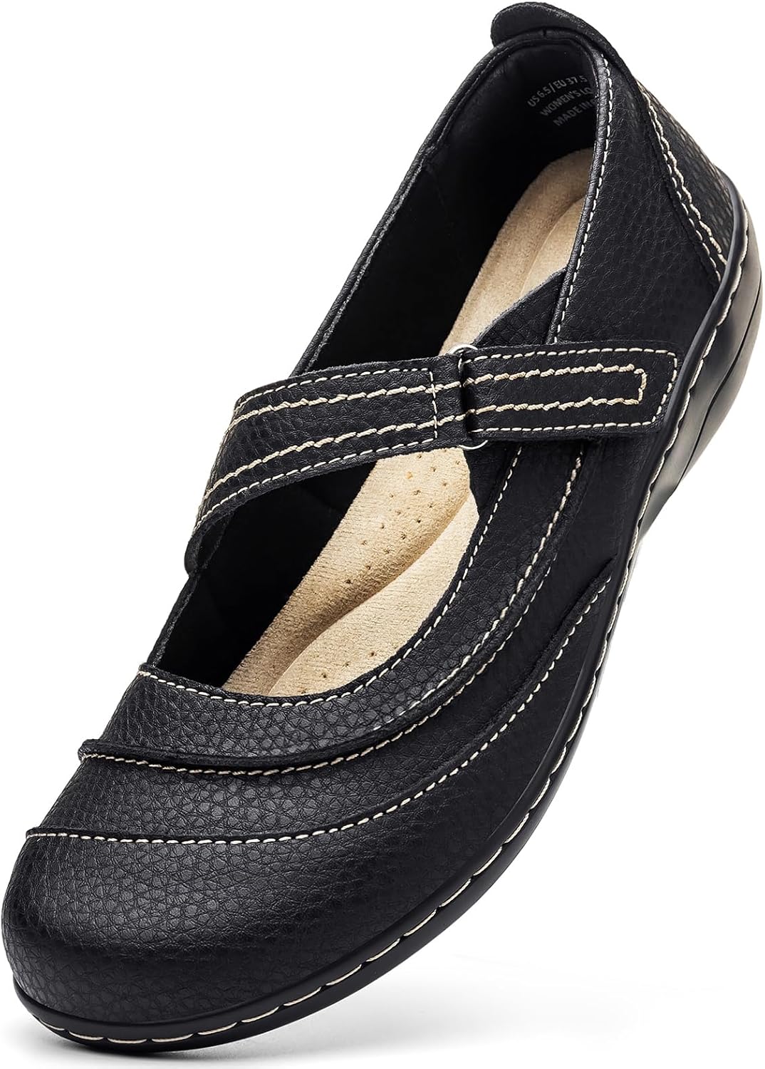 Women's Comfortable Lightweight Leather Mary Jane Flats for Work