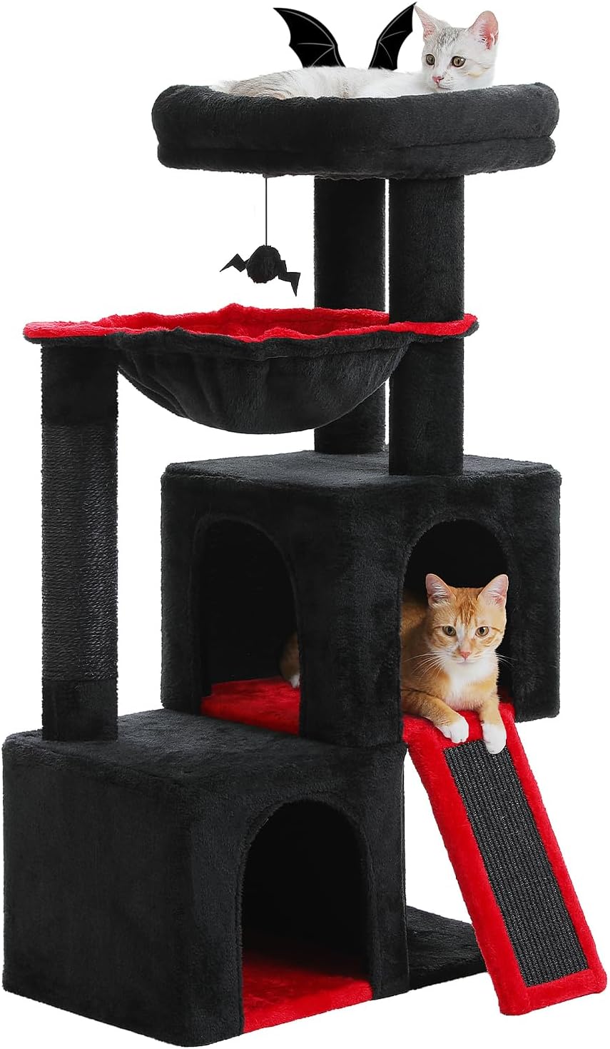 Gothic Cat Tree for Large Cats with Spacious Condos and Hammock