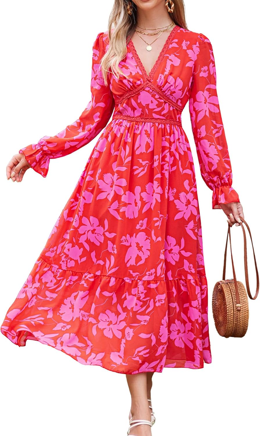 Women's Spring Wrap Maxi Dress for Casual and Elegant Occasions