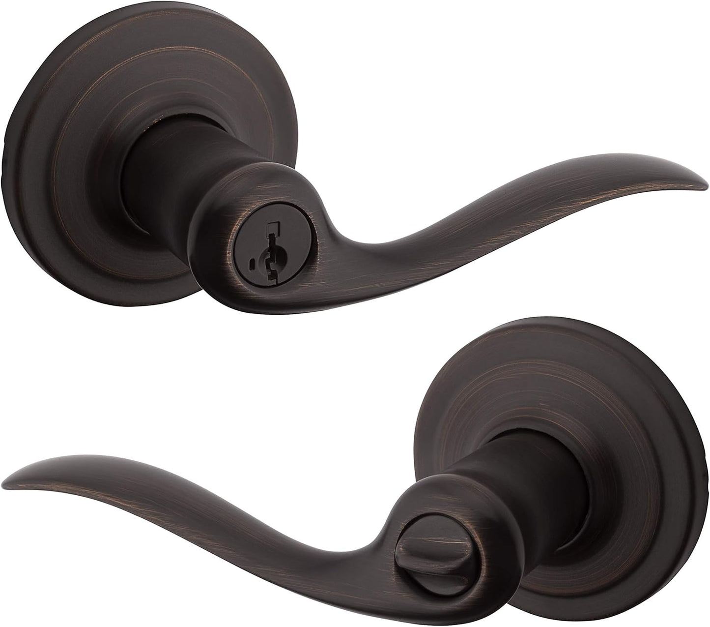 Kwikset Tustin Entry Door Handle with Lock and Key for Security