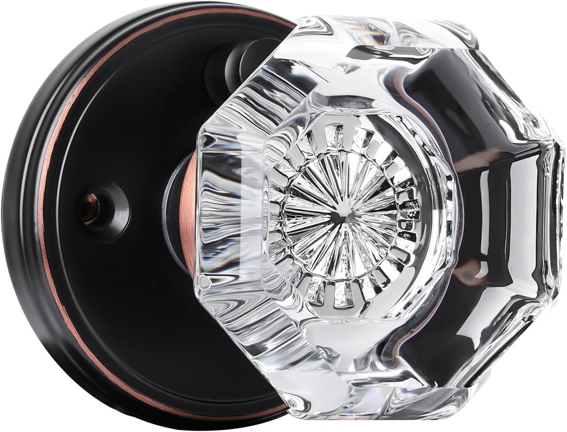 Vintage Crystal Privacy Octagon Door Knobs for Bedroom Bathroom