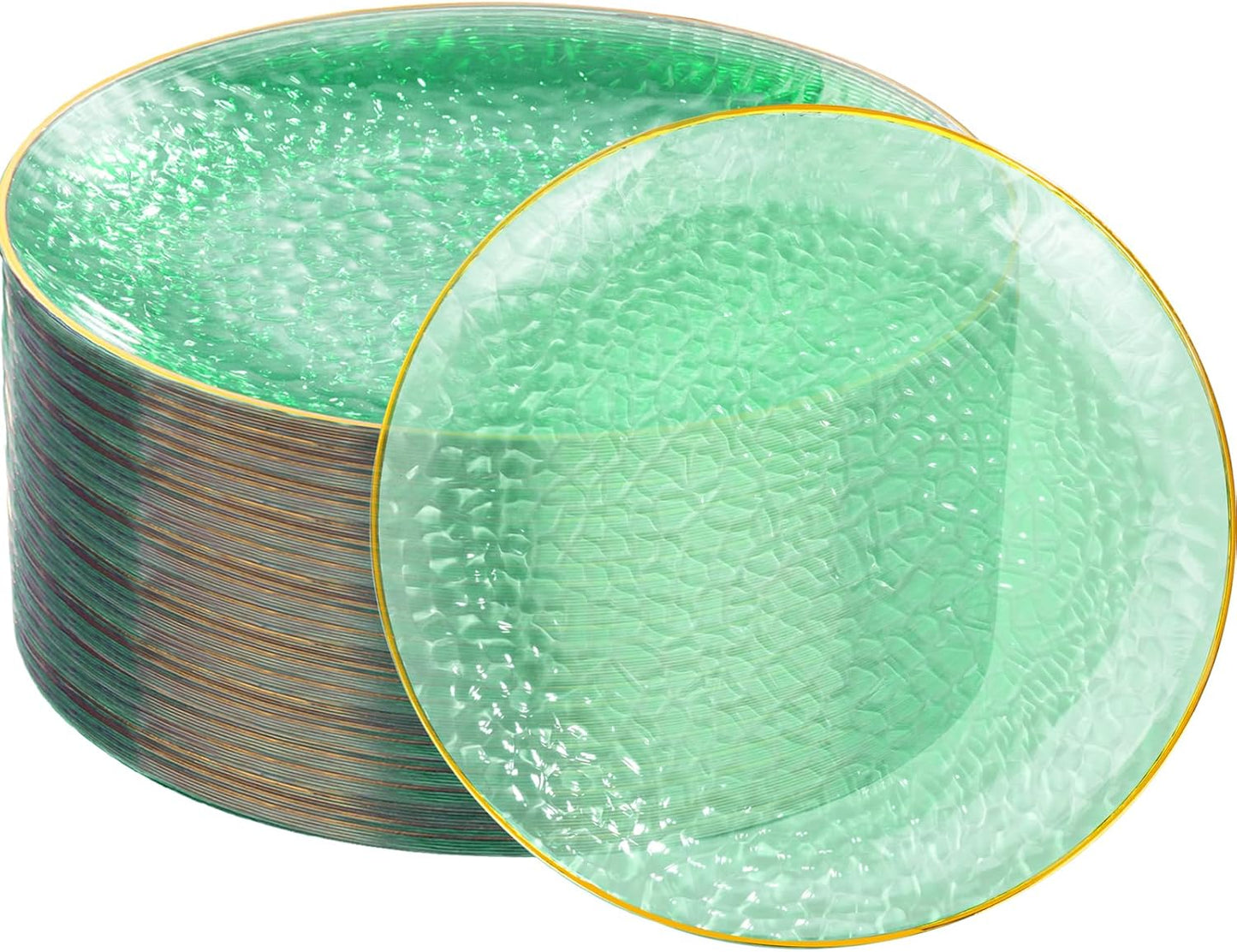 Elegant 10 Inch Green Plastic Dinner Plates for Parties & Weddings