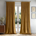 Gold Velvet Curtains 108 in 2 Panels - Luxury Room Darkening Drapes