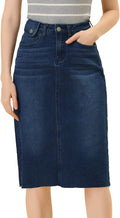Women's High Waist Midi Denim Skirt - Flared A Line Jean Skirt
