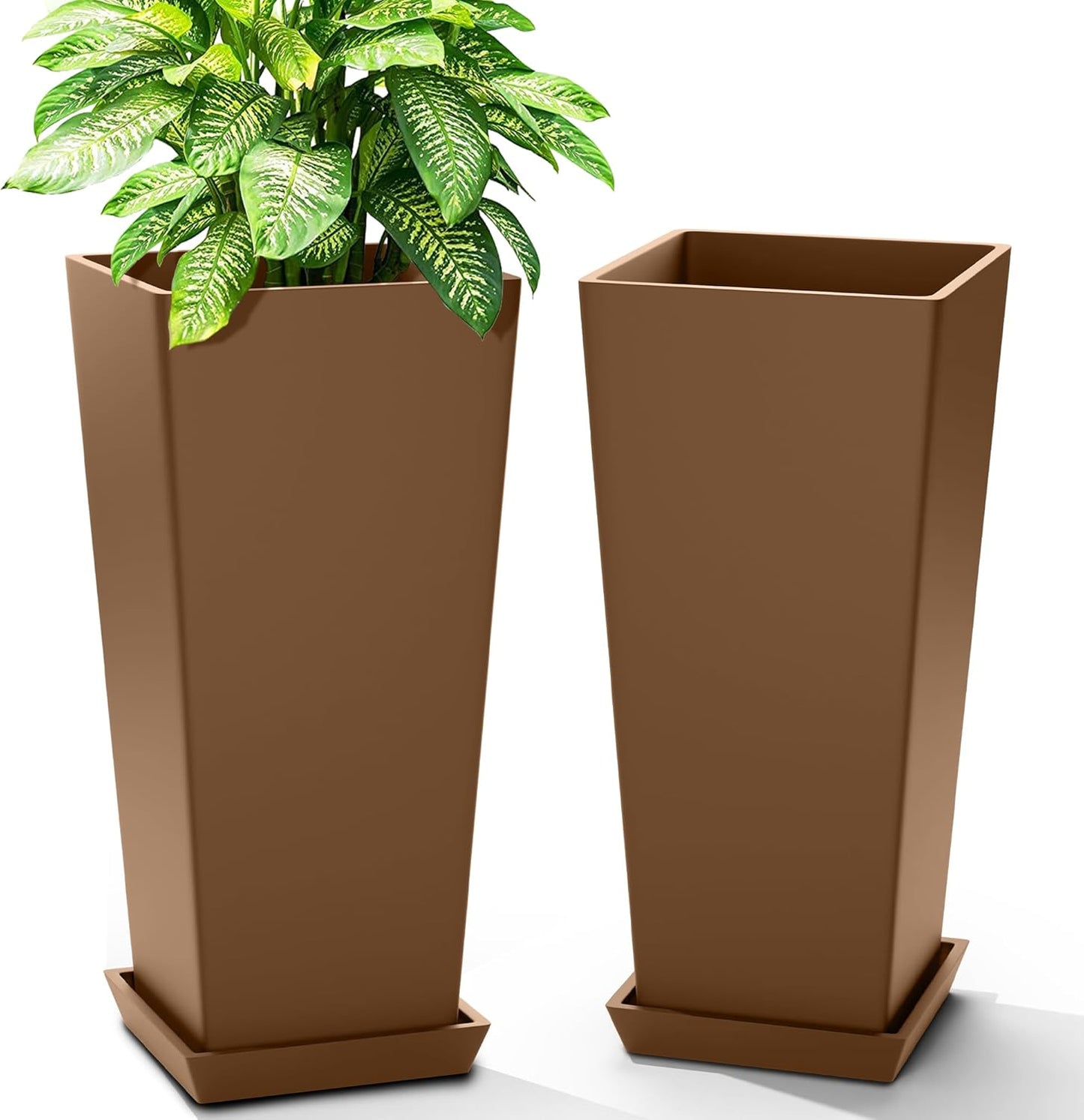 FENCY Set of 2 Tall Planters for Outdoor Plants, 24 Inch Pots
