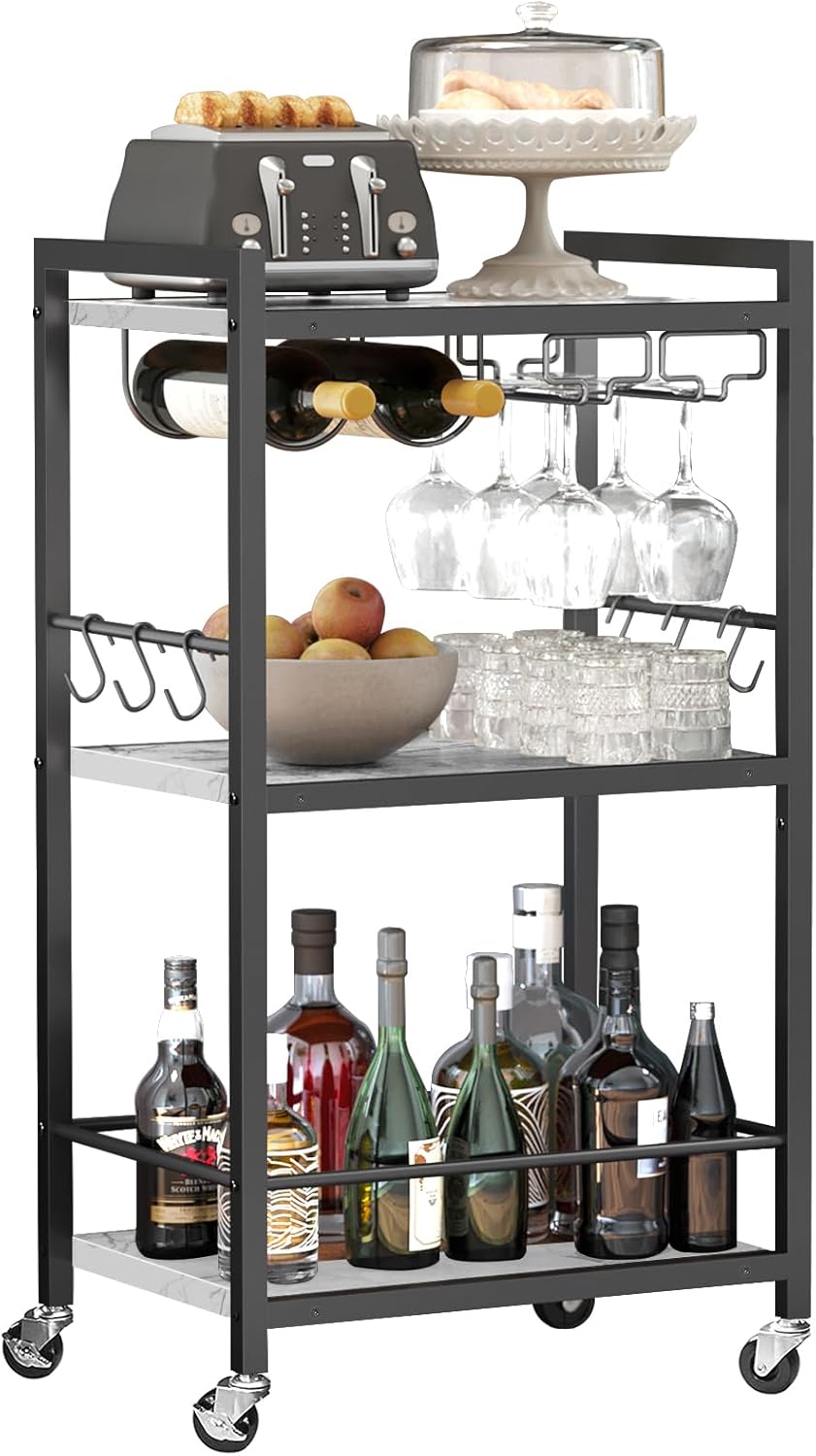 Versatile TUTOTAK Bar Cart: Wine Rack & Glass Holder
