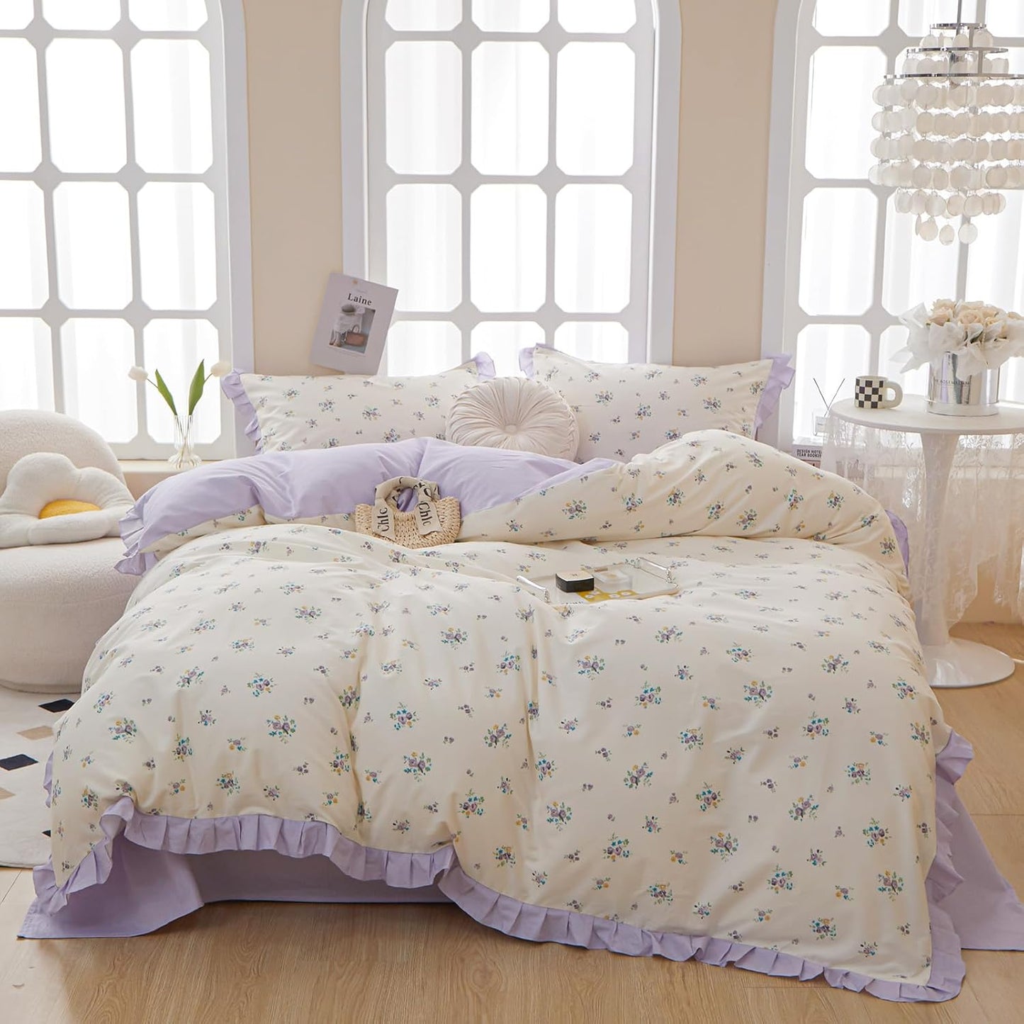 VM VOUGEMARKET Twin XL Comforter Set with Floral Design