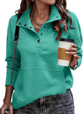 SHEWIN Women's Long Sleeve Stand Neck Sweatshirt - Lightweight Cozy