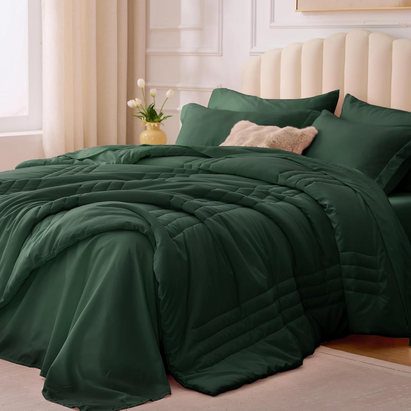 King Comforter Set Emerald Green - Soft Bedding Set for All Seasons