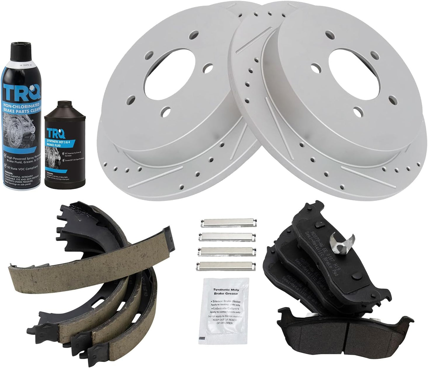 TRQ Rear Brake Pad & Rotor Kit for 1997-2004 Ford Vehicles
