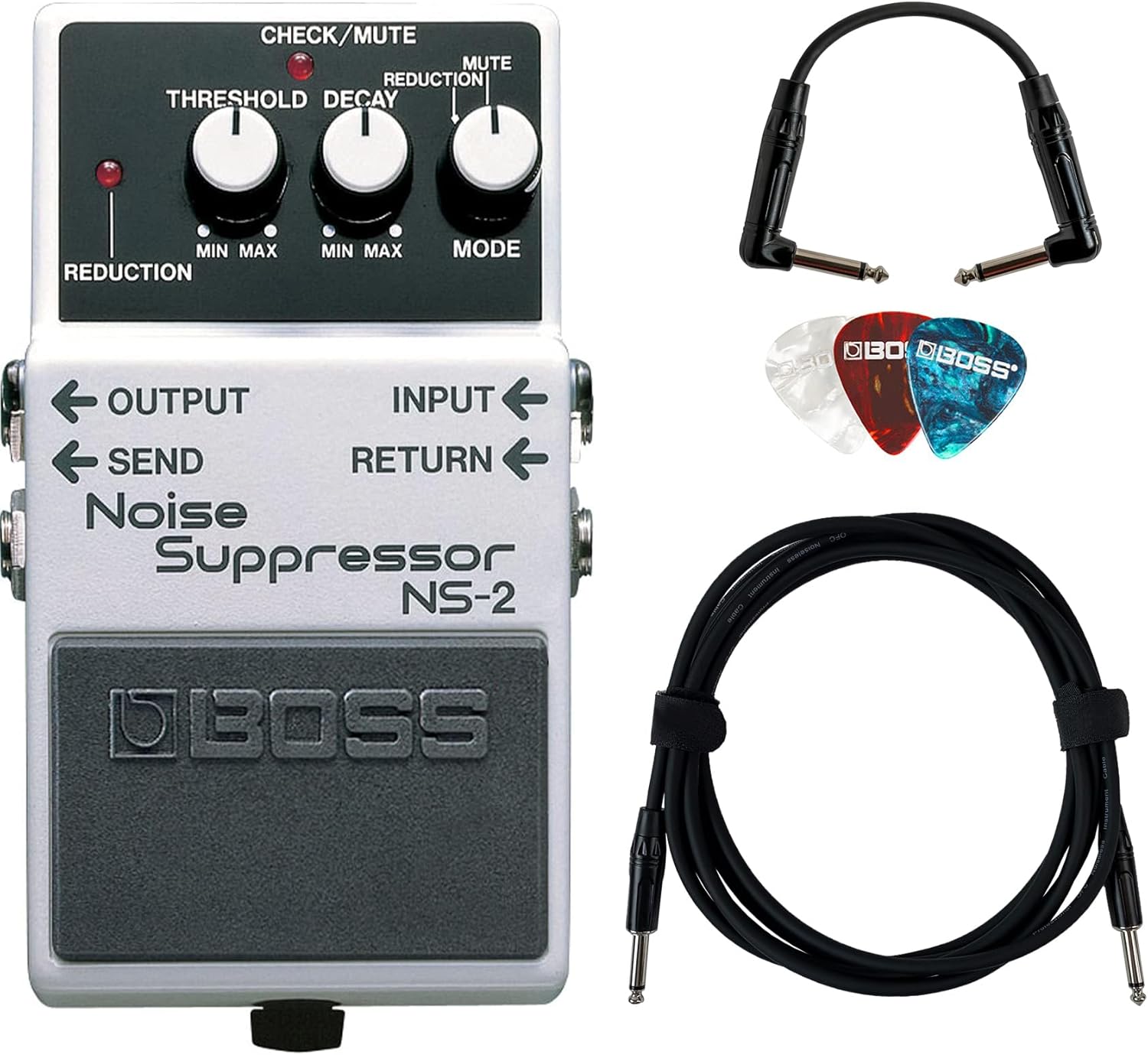 Boss NS-2 Noise Suppressor Bundle with Cables and Picks Included