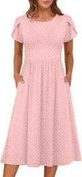Women's Summer Floral A-Line Midi Dress with Pockets - Flowy Fit
