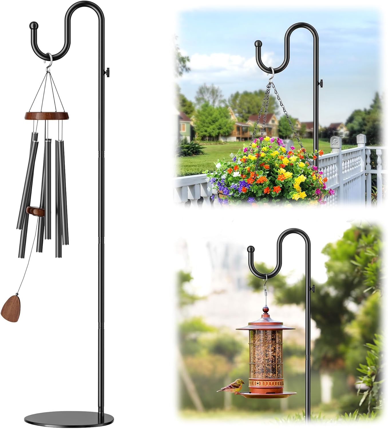 74 Shepherds Hook Stand for Hanging Wind Chimes and Plants