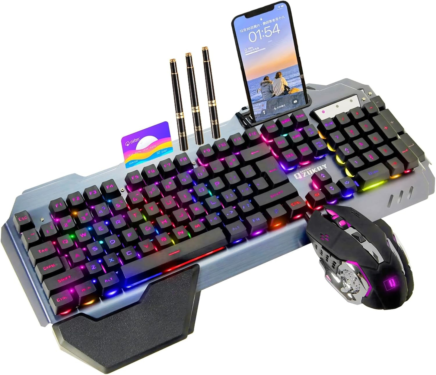 RGB Backlit Gaming Keyboard and Mouse Set with Ergonomic Design