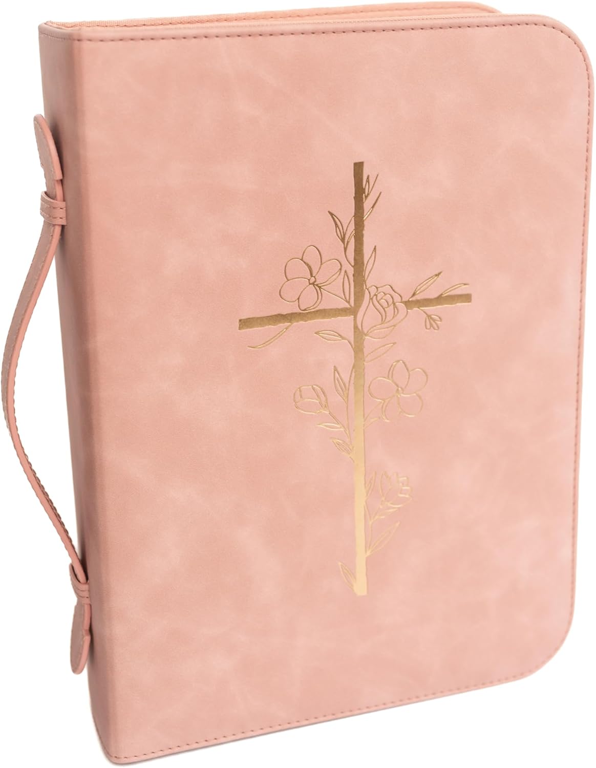 Premium PU Leather Bible Cover Case for Women with Cross Design