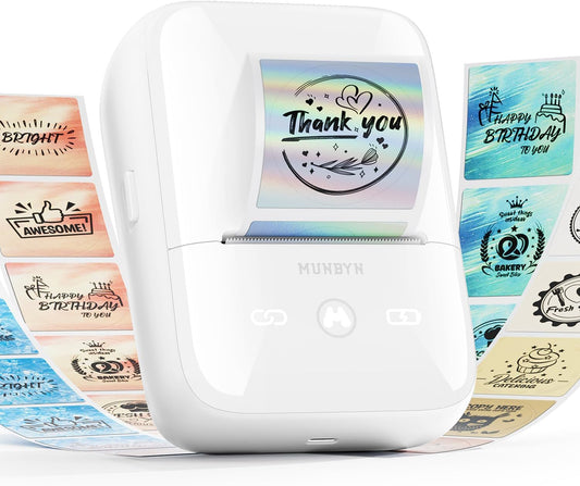 MUNBYN FM226: 203 DPI Label Maker, 8H Battery Life, Bluetooth - Portable & Powerful!