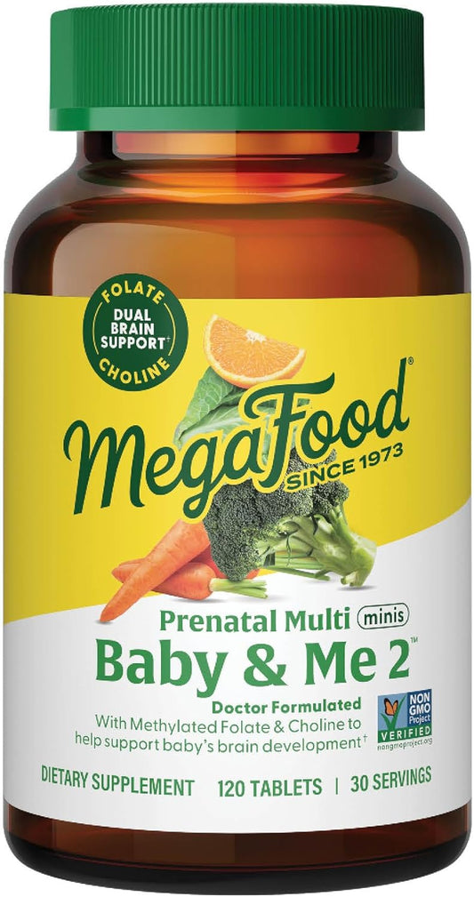MegaFood Prenatal Vitamin - Folate, Iron & More - 120 Mini Tabs