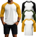Men's 3/4 Sleeve Baseball T Shirts Cotton Crew Neck - Comfortable out