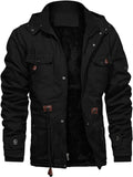 Men's Thick Winter Jacket with Hood Cotton Fleece Lining - Warm Work