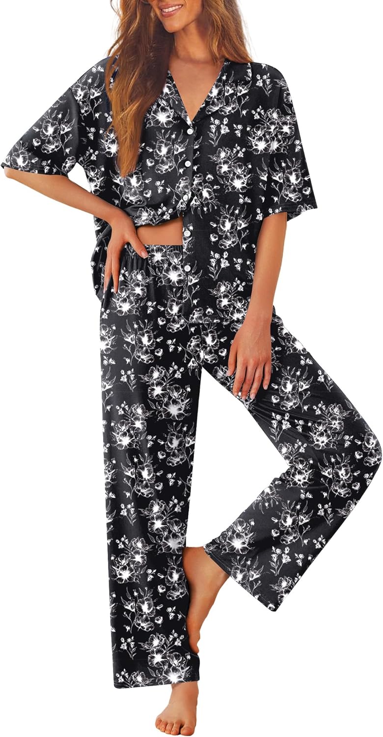 Ekouaer Women Pajamas Set Soft Comfy Nightwear for All Seasons