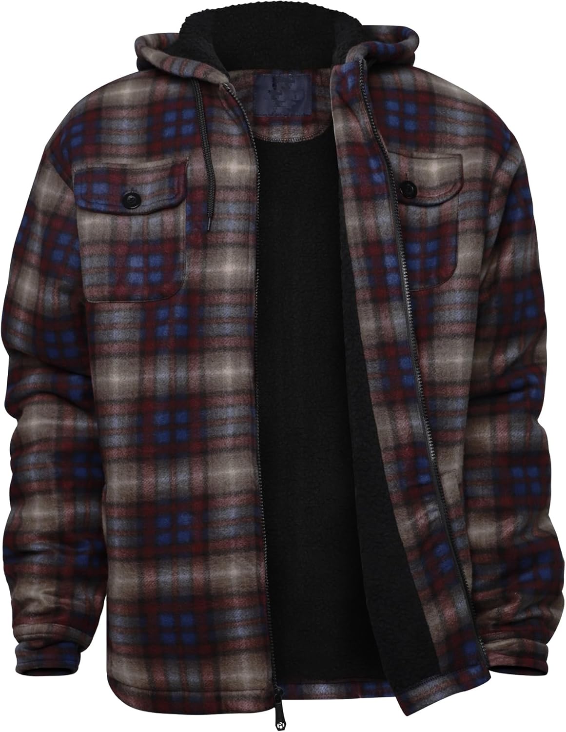 Heavy Thick Flannel Plaid Jacket Sherpa Fleece Lined Hoodies