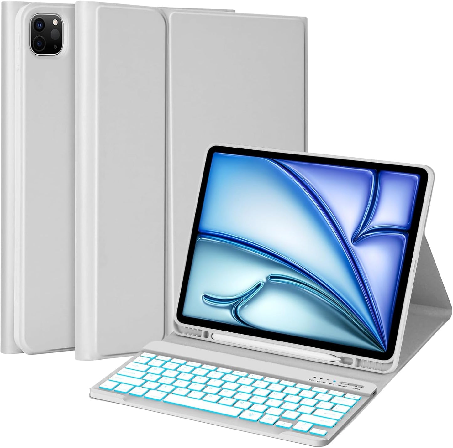 MMK iPad Pro 12.9 Case with Keyboard - Backlit Bluetooth Grey