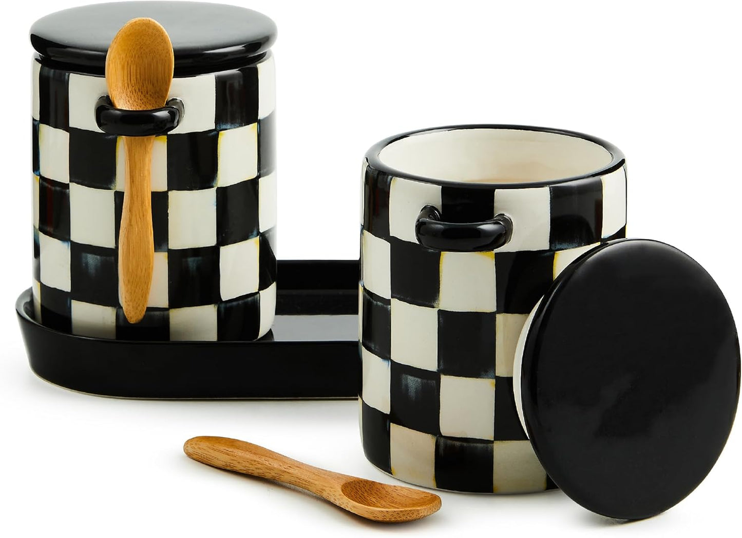 Farmhouse Canister Set of 2 with Lids and Spoons for Kitchen