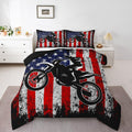 Dirt Bike Comforter Twin Motocross Comforter Set - Retro Flag Bedding