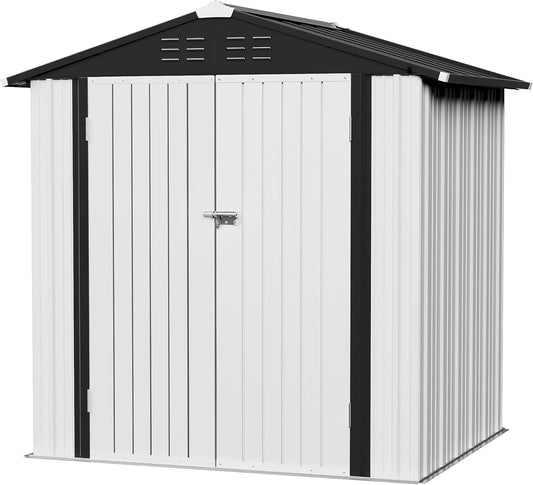JUMMICO Metal Outdoor Storage Shed for Garden and Backyard Use