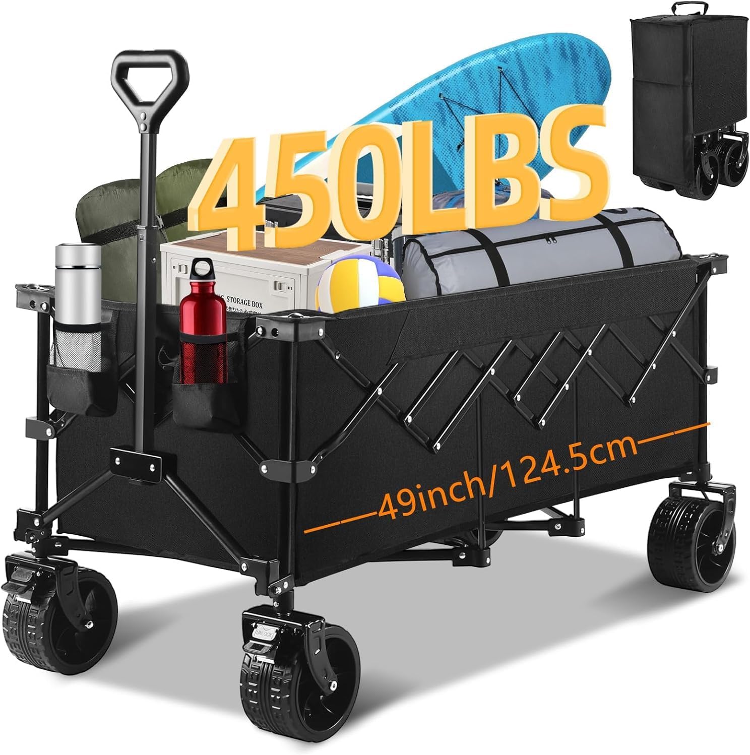 49in Collapsible Foldable Extended Wagon with 450lbs Capacity