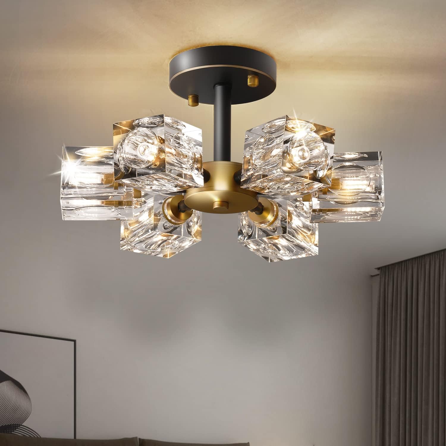 Modern Black and Gold Crystal Chandeliers for Home Decor