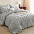 CozyLux Twin XL Comforter Set Light Grey - Pintuck Twin Extra Long