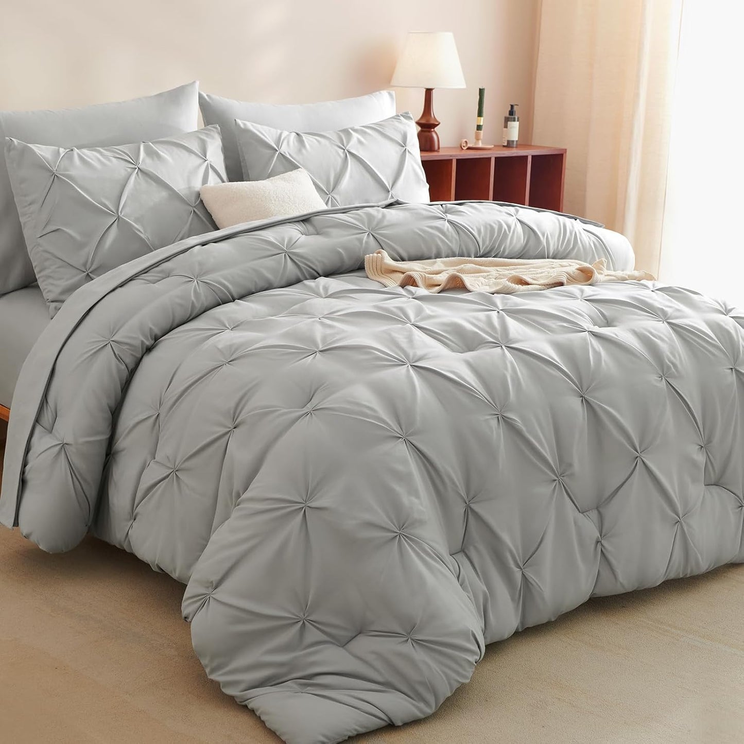 CozyLux Twin XL Comforter Set Light Grey for College Dorms
