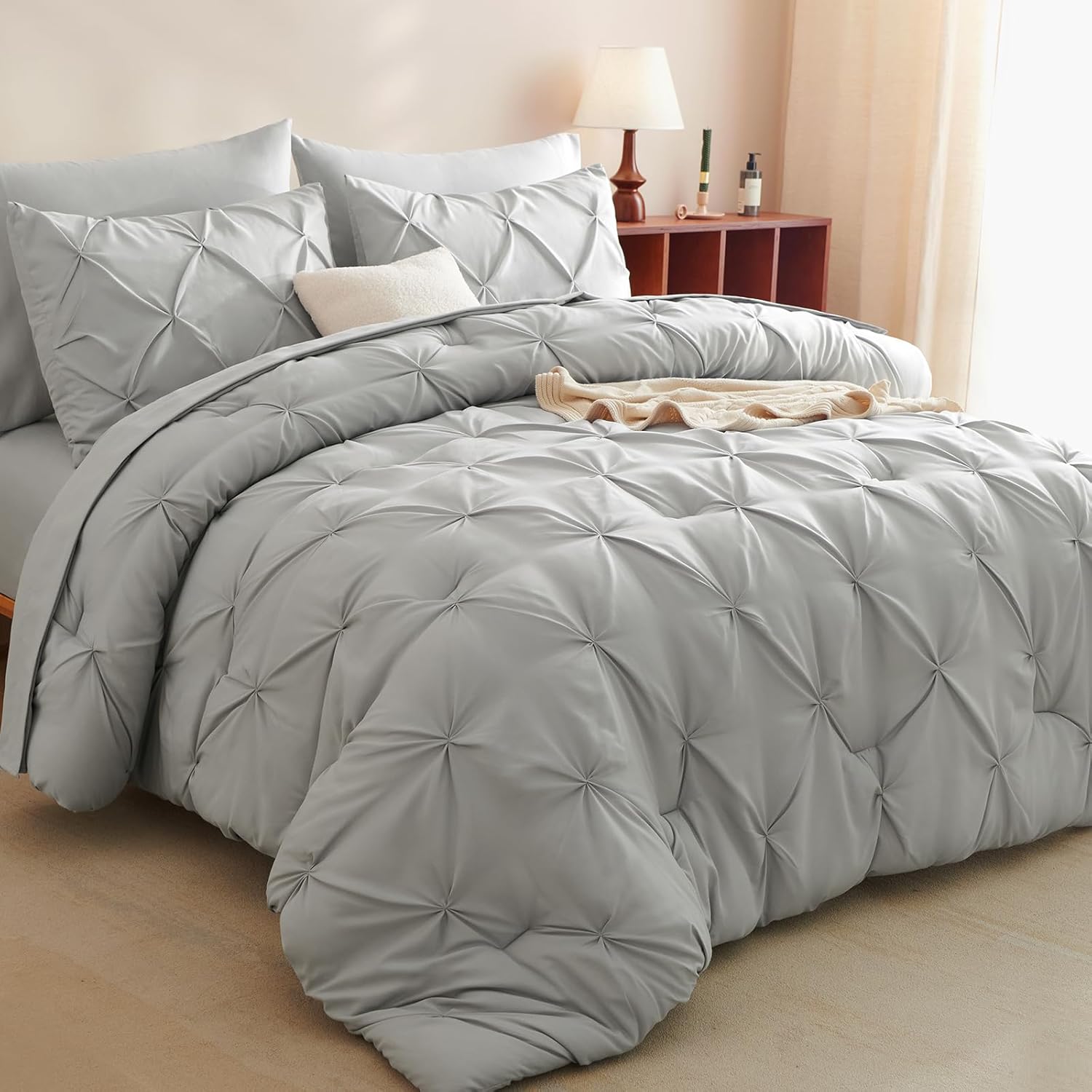 CozyLux Twin XL Comforter Set Light Grey for College Dorms