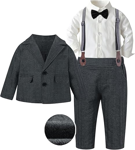 SANGTREE Boys Gentleman Outfits Suit Set for Ages 3 Months to 14 Years