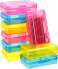 Clear Pencil Boxes 12 Pack - Stackable School Storage Cases