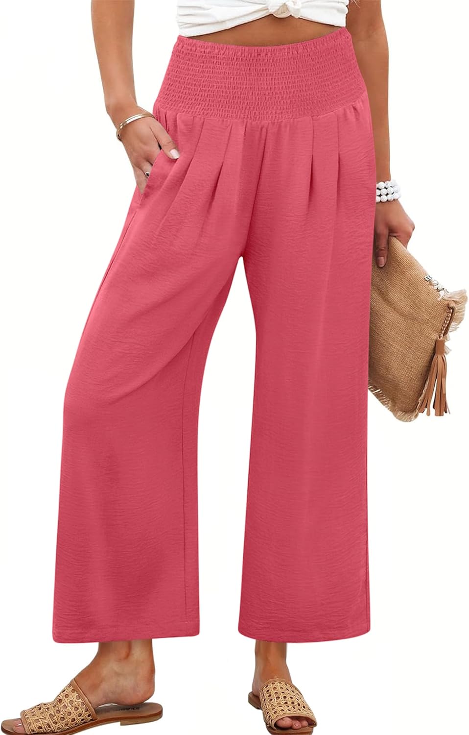 Wide Leg High Waisted Palazzo Pants for Summer Casual Wear