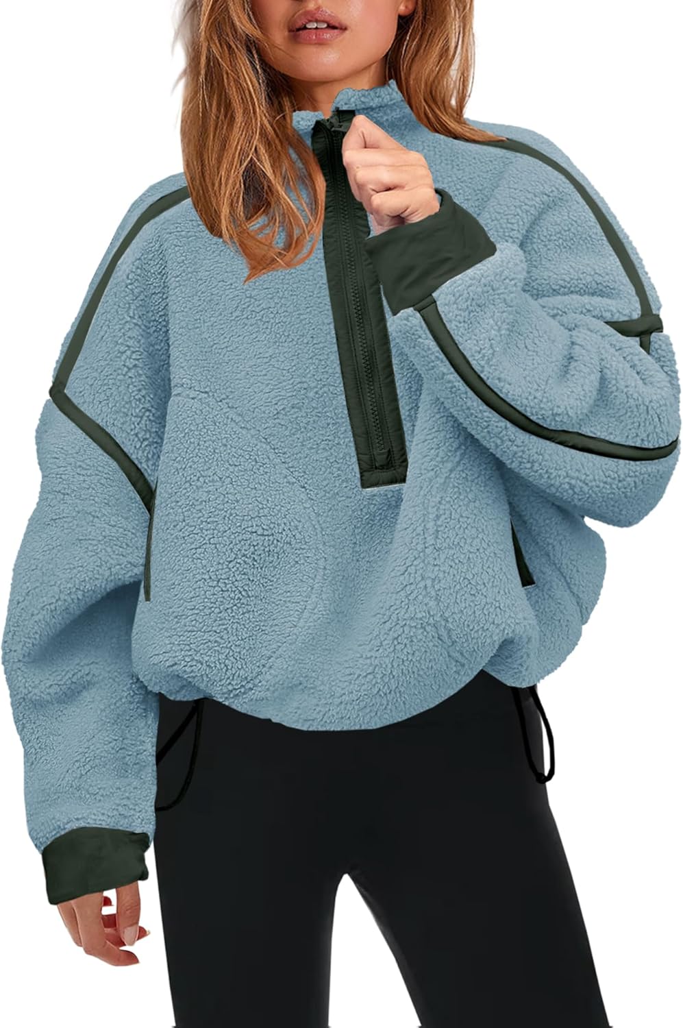 Panadila Womens Half Zip Sherpa Fleece Pullover for Cozy Style