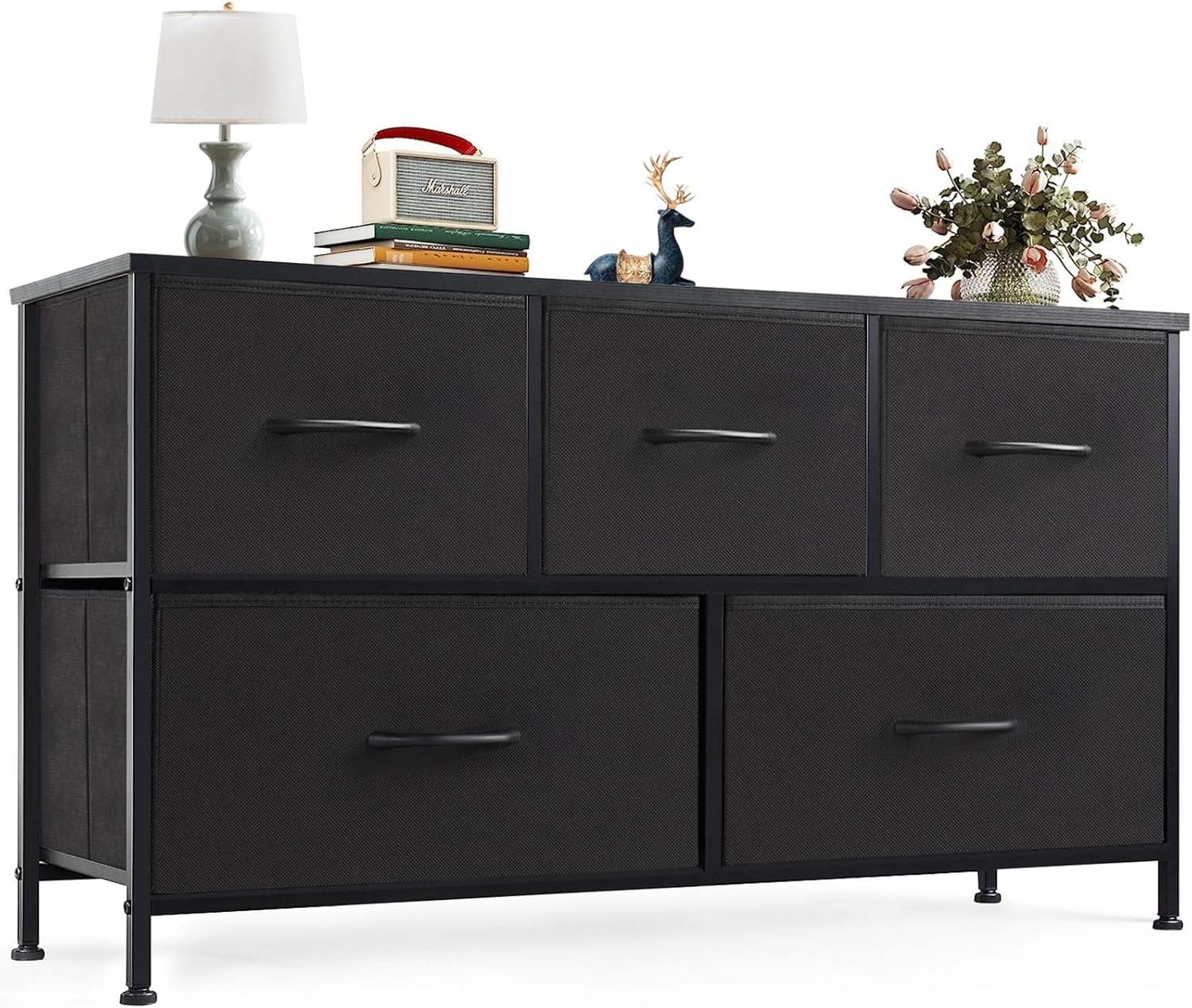 OLIXIS Dresser for Bedroom with 5 Drawers, Classic Black
