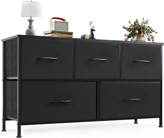 OLIXIS Dresser for Bedroom with 5 Drawers, Classic Black