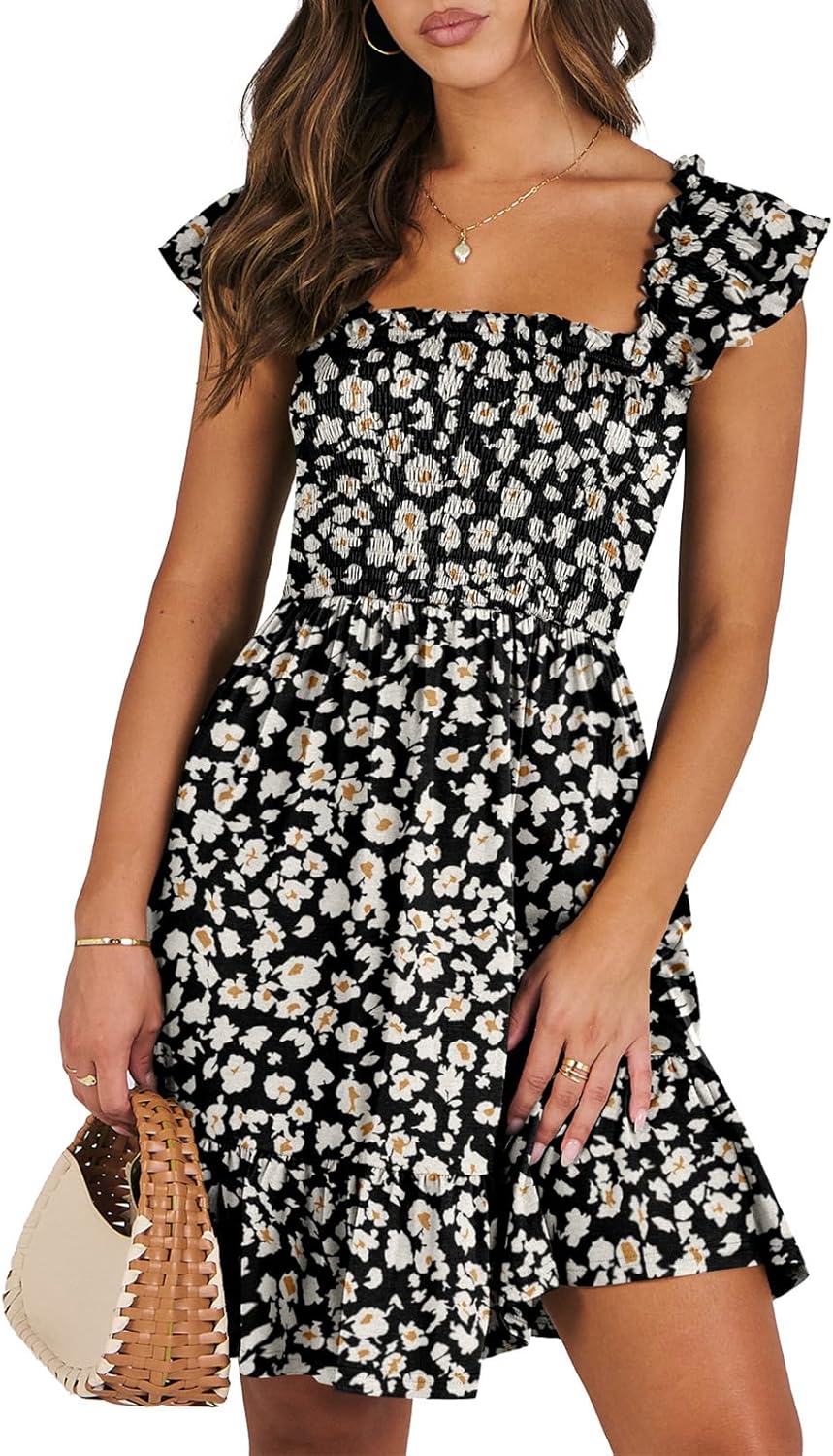Stylish Women's Summer Casual Sleeveless Square Neck Dress
