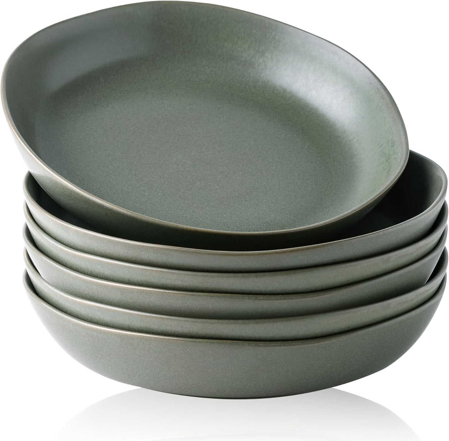 Large Ceramic Pasta Bowls Set of 6 for Kitchen and Dining
