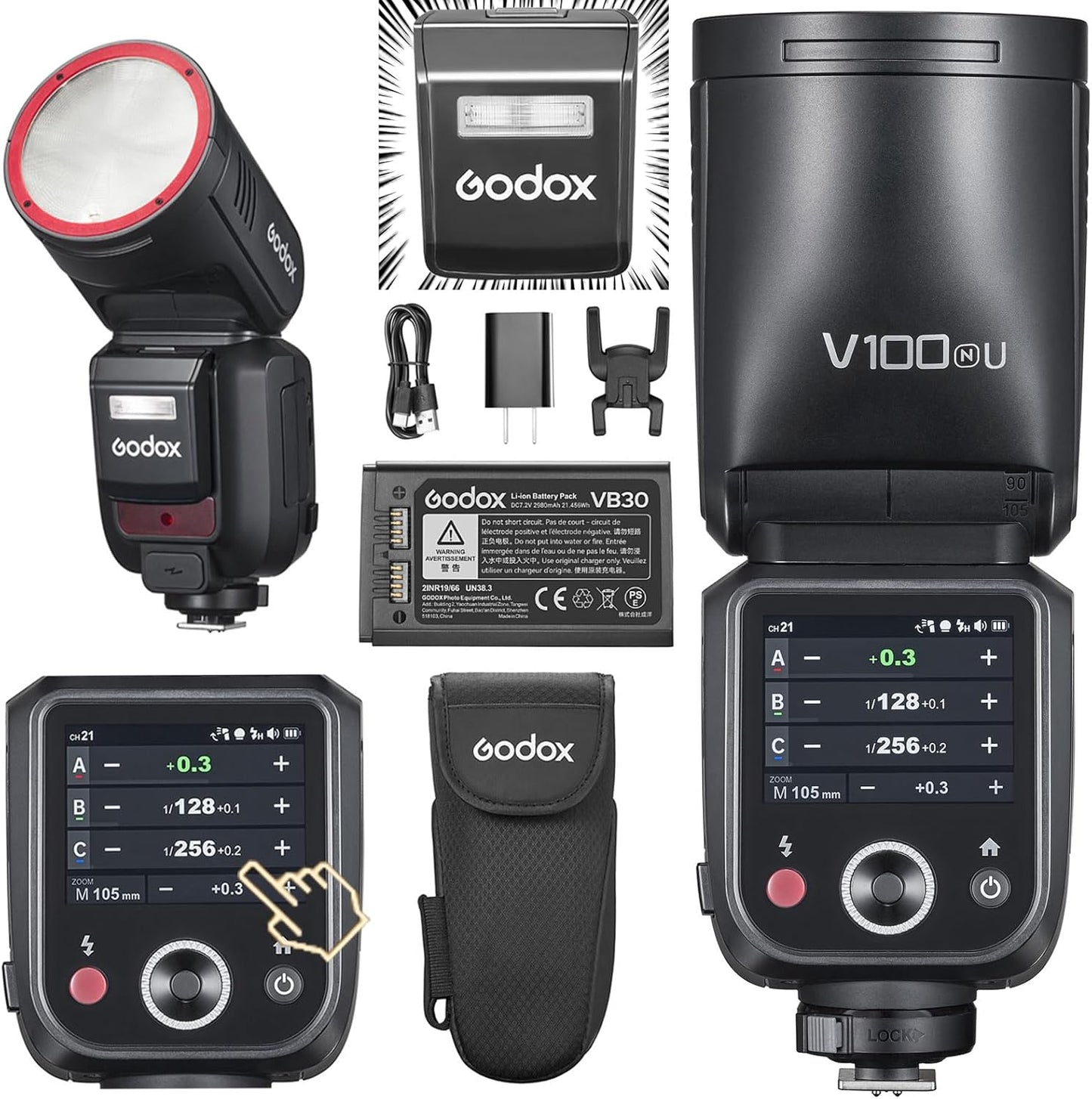 Godox V100 Flash: Powerful 100Ws Round Head Touch Screen Flash