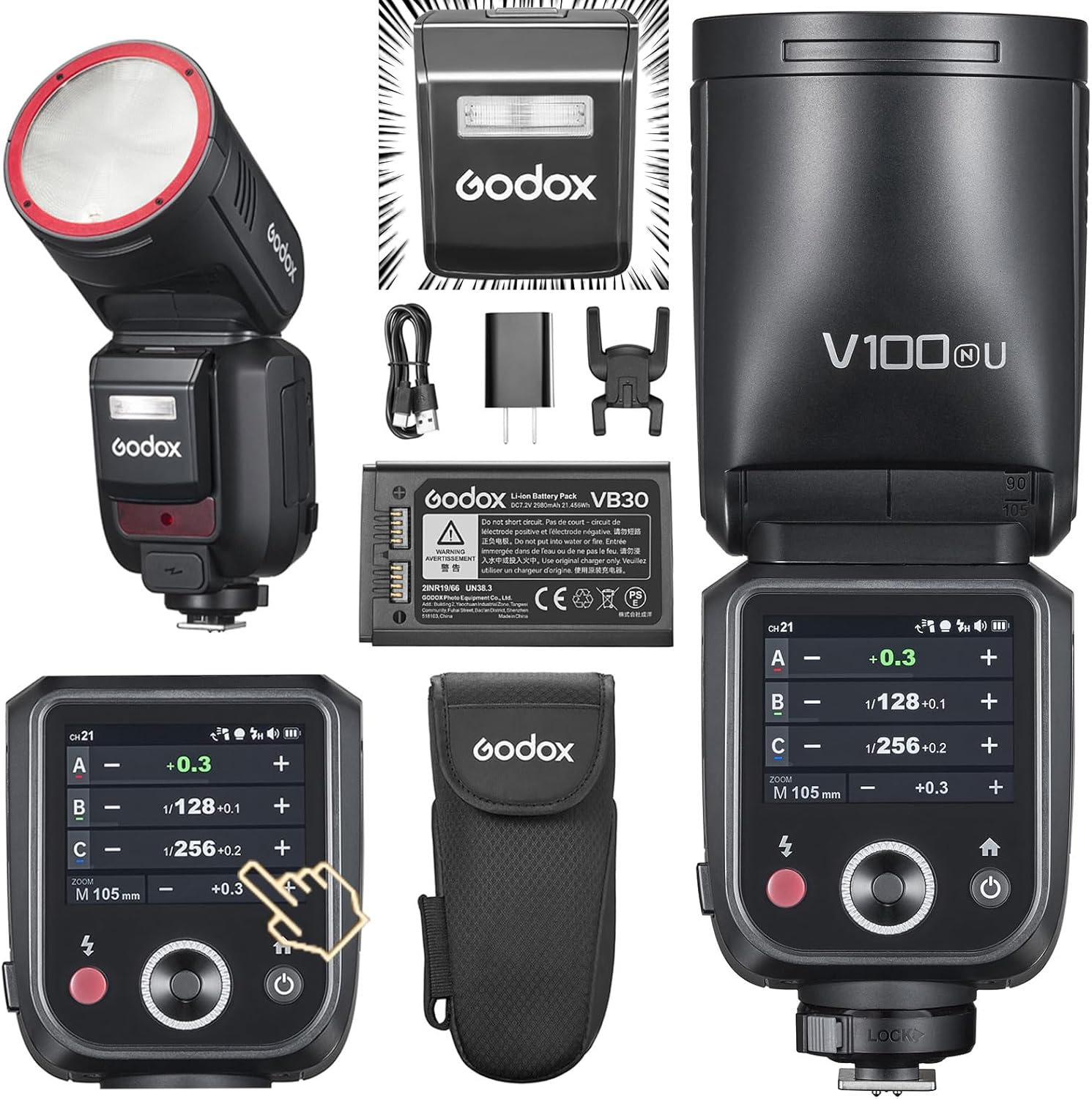 Godox V100 Flash: Powerful 100Ws Round Head Touch Screen Flash