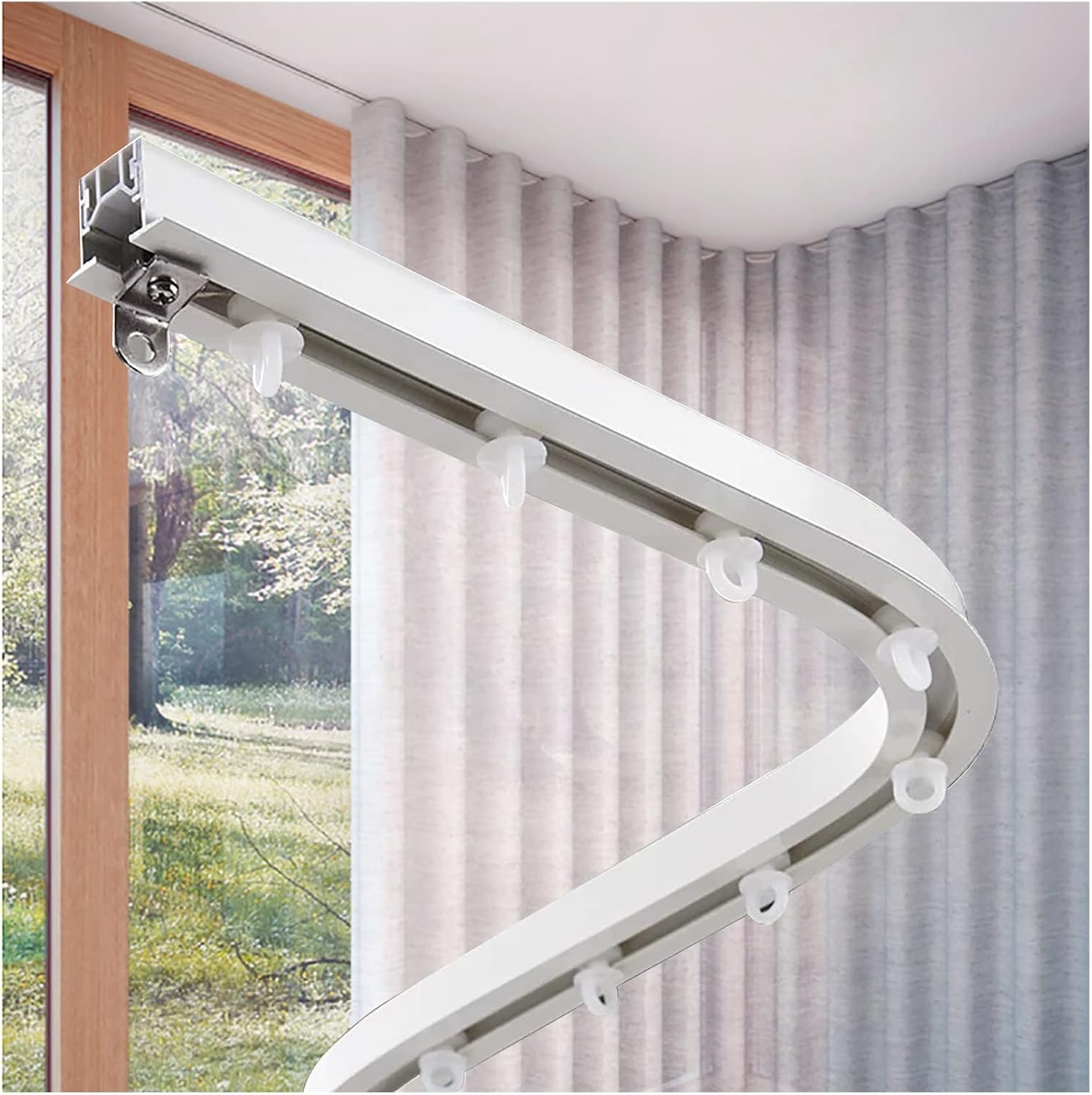 Flexible White Curtain Track for Bay Window - 6m